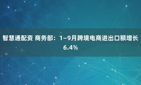 智慧通配资 商务部：1—9月跨境电商进出口额增长6.4%